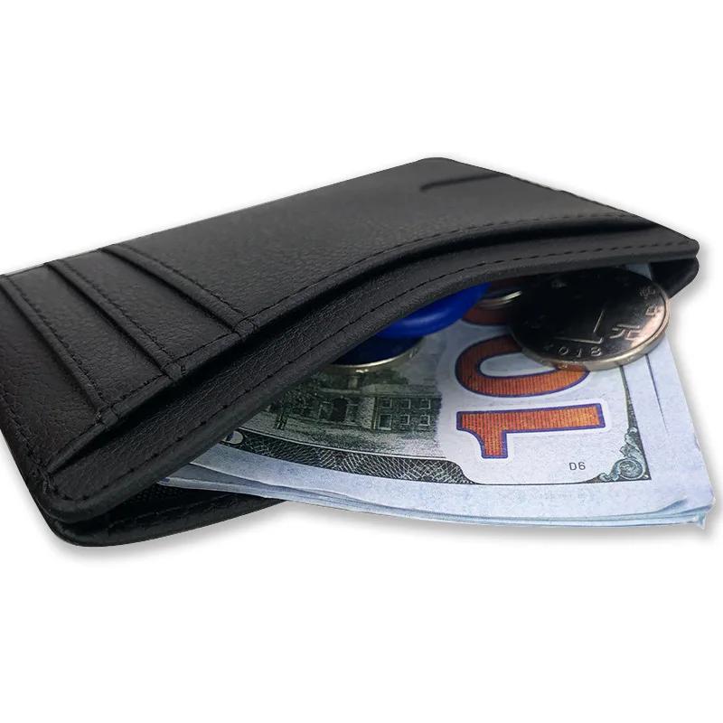 Portefeuille Fin en Cuir à 8 Fentes Porte-Cartes de Crédit et d'Identité Porte-Monnaie Étui Housse Sacs pour Hommes Femmes Hommes Mode Pochette Affaires