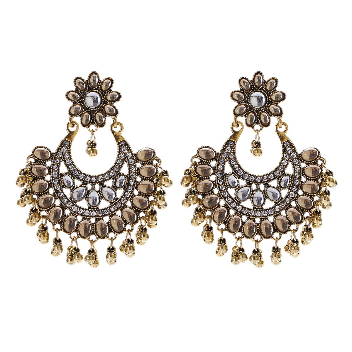 

Індійські Джхумка Циркон Вінтажні Сережки з Підвісками у Формі Дзвоника Бохо Античні Етнічні Мідні Сережки-Краплі для Жінок Pendientes