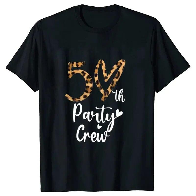 Women 50th Birthday Party T-shirts Birthday Squad Crew Tee Chapter Hello 50 Fabulous Leopard Graphic Tops Harajuku Summer Tshirt