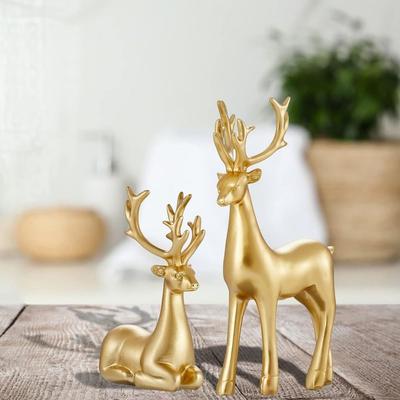 Creative Deer Desktop Ornament Sitting/Standing Position Cute Christmas Deer Statue Modern Durable Elk Figurine Living Room