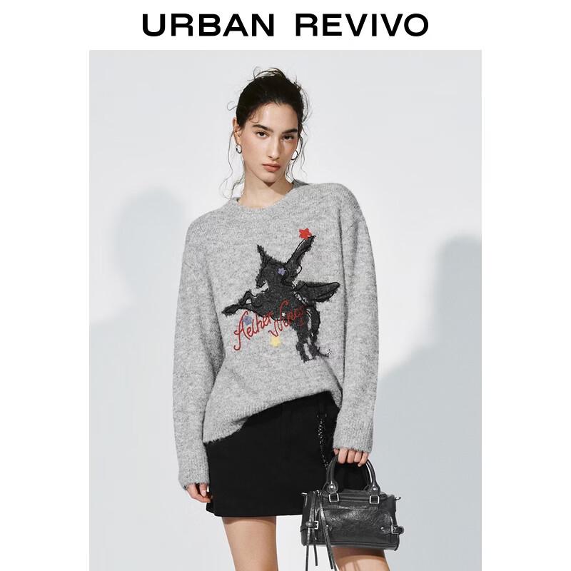 UR2025 Women s Fun 3D Pattern Round Neck Knit Sweater S