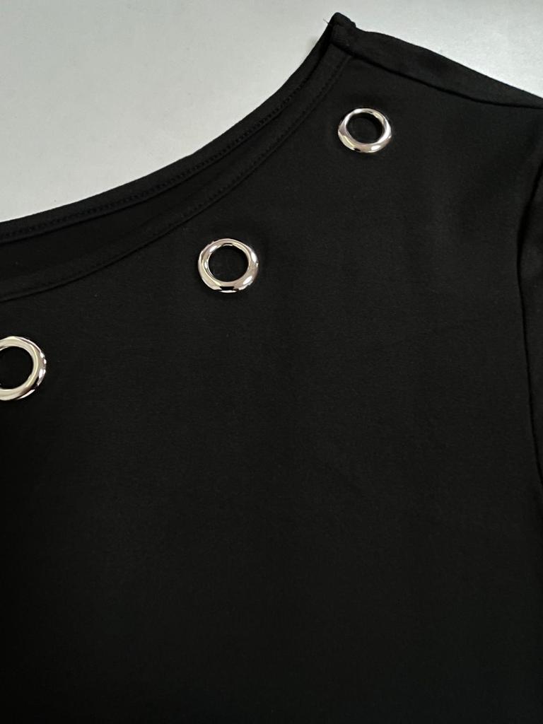Asymmetrical Hollow-Out One-Shoulder Long-Sleeved Top for Women's Nightclub Fashion