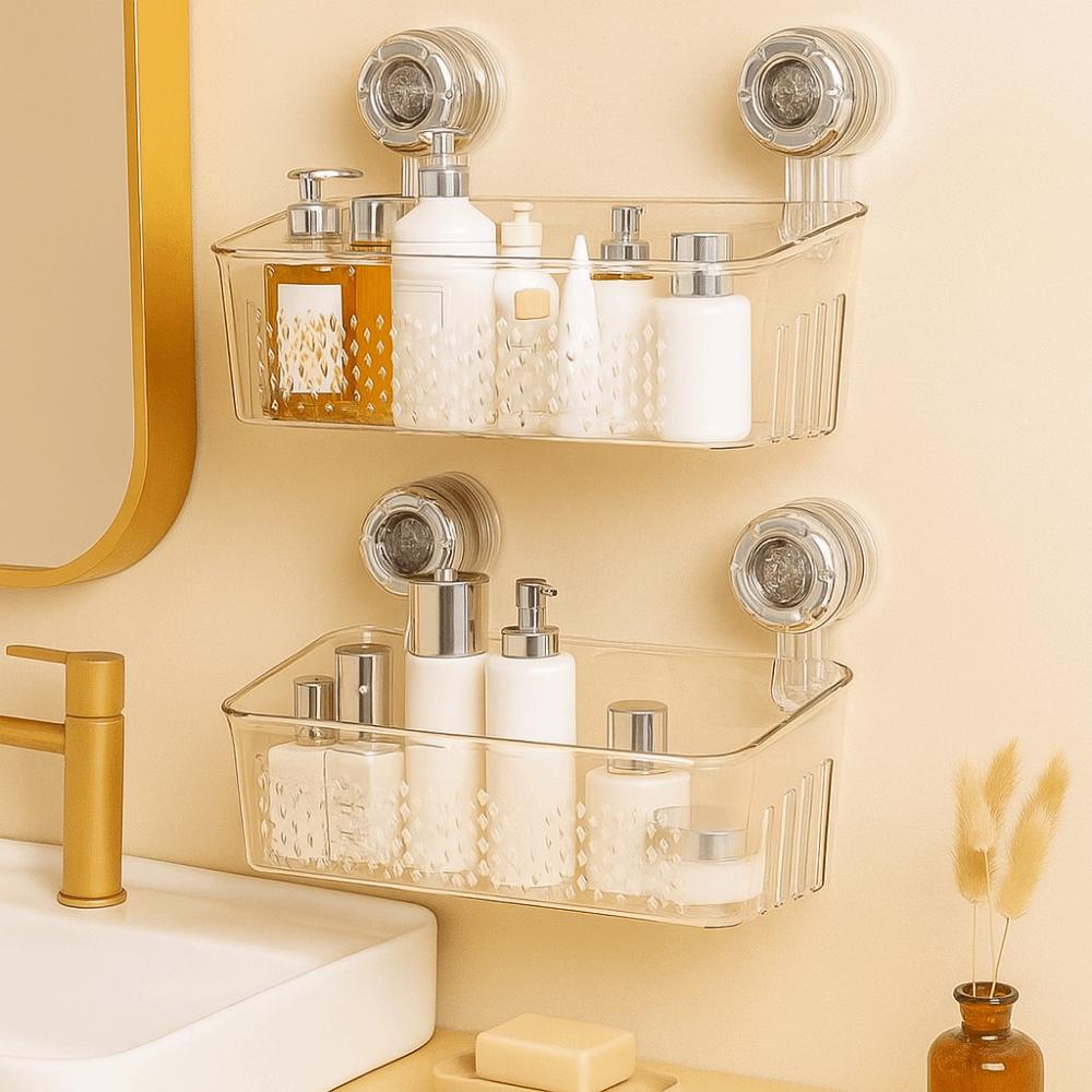 Transparent Draining Basket Large Capacity Wall Mounted Storage Rack Makeup Organizer  for Home