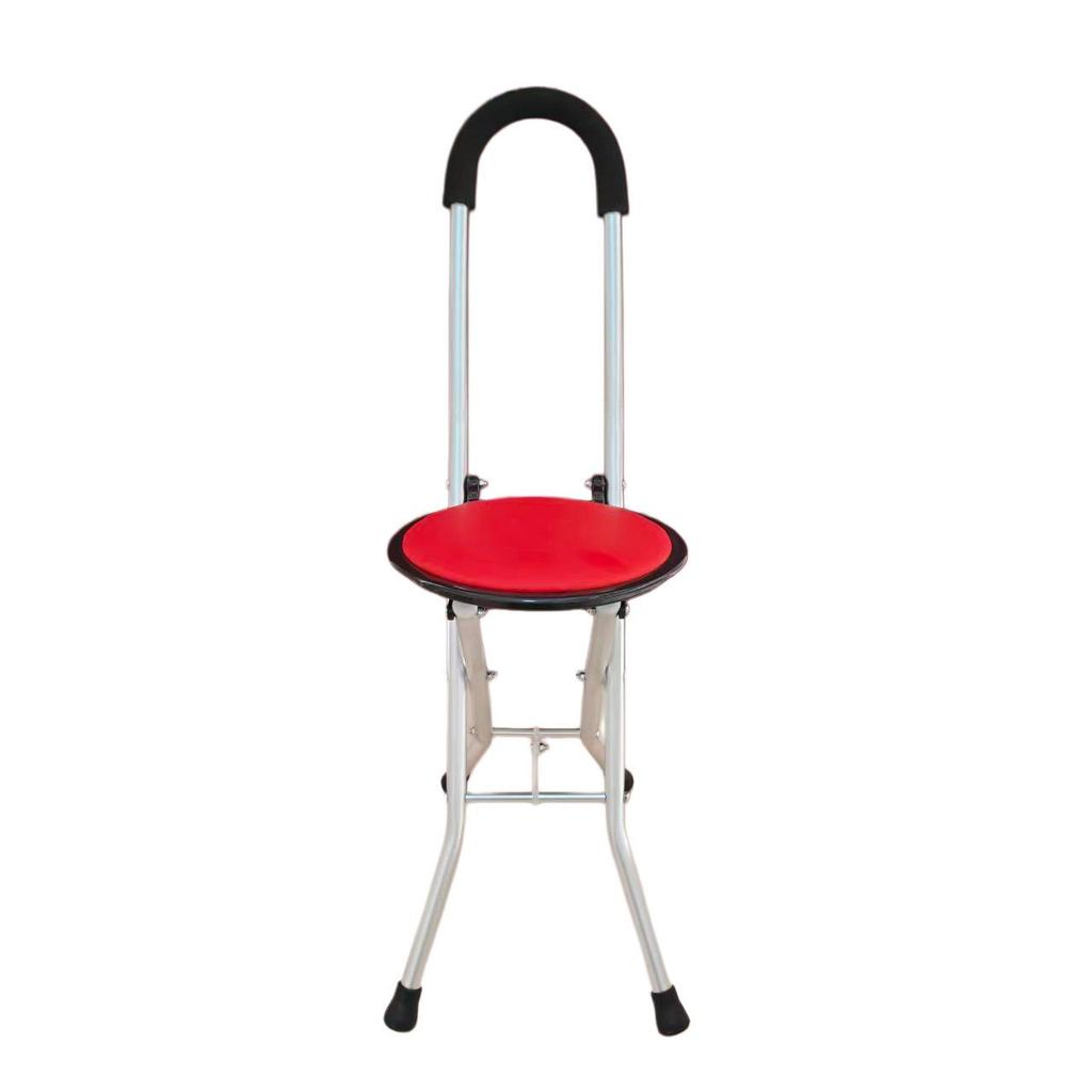 Leichter Vierbeiniger Gehstockhocker aus Aluminiumlegierung mit rutschfester Sitzfläche für ältere Menschen - Gehhilfe und Rollator in einem.