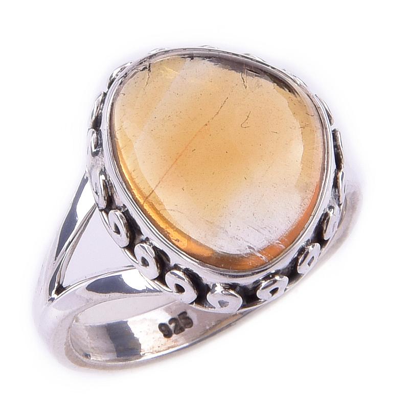 Natural Citrine Gemstone Handmade 925 Solid Sterling Silver Ring Size 6 K6D09