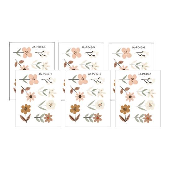 6Pcs Wall Decals, Flower Print Wall Stickers, Self-Adhesive Removable Waterproof Wall Decals for Home Bedroom Living Room Kids Room