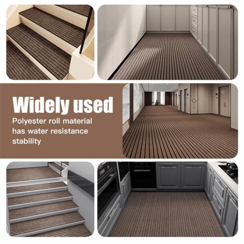 Absorbent Self-Adhesive Carpet Non-slip Striped Door Mat Decorative Hallway Rug Pool