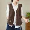 Spring/Summer New Retro Sleeveless Knitted Vest for Women with V-neck Hollow Knitted Cardigan Tank Top