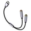 25cm Type-C To 3.5mm Audio Splitter Cable Headphone Adapter for Smartphone Computer