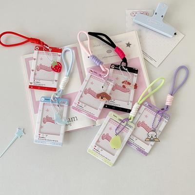 Kpop Photocard Holder ID Badge Holder with Keychain Hard Shell Protective Photo Sleeves ID Card Holder Pendant Keychain