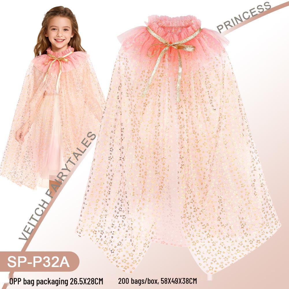 Elsa Princess Dress-Up Set: Sequin Cape, Frozen Crown & Necklace
