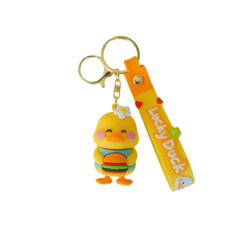 Entzückender Enten-Schlüsselanhänger: Weicher Gummi-Tier-Persönlichkeits-Anhänger für Taschen, Autos und mehr