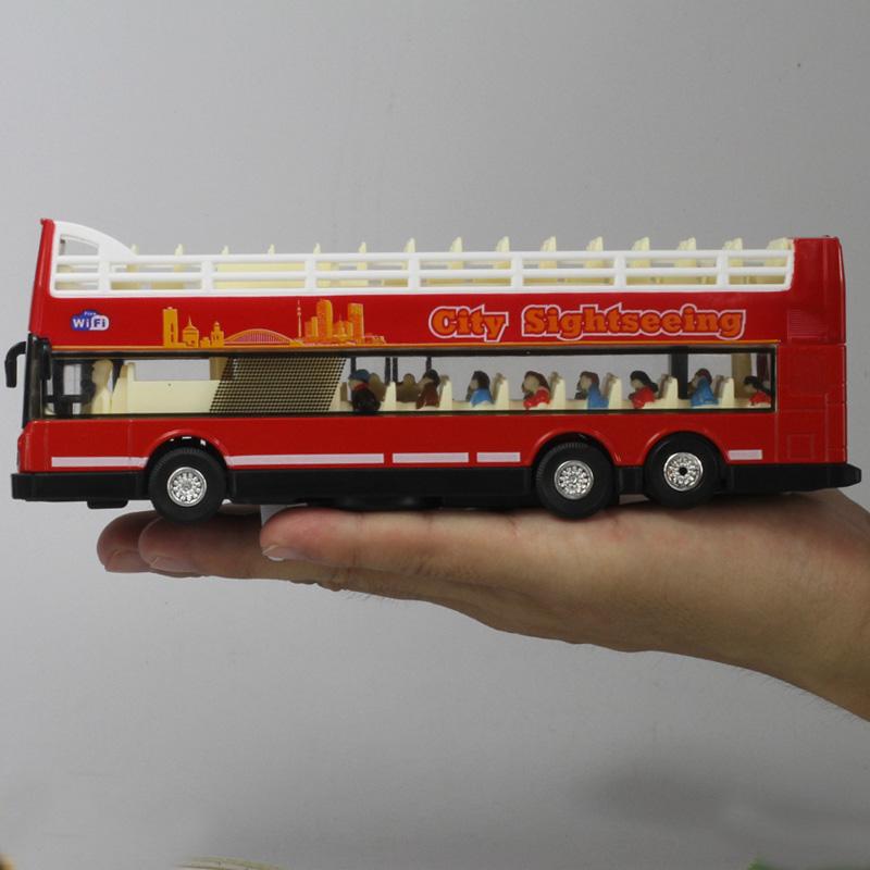 Autobuz din aliaj, autobuz cu două etaje, mașini muzicale cu sunet și lumină, jucării