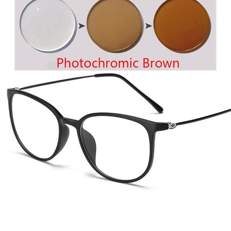 Ultraleichte TR90 Myopiebrille Retro Ovaler Rahmen für Damen Herren Dioptrien -0,5 bis -6 Kurzsichtigkeit Brillen