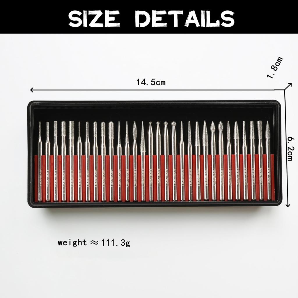 Diamentowy wiertło szlifierskie igłowe wiertła do naprawy jadeitu różne zestawy średnic trzpienia 3 mm, punktowe, odnowione, rzeźbiarskie, grawerskie,