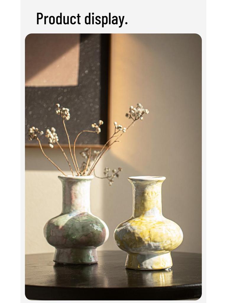 Yusan Ni Modern Ceramic Vase: Elegant Small Fresh Flower Arrangement for Living Room or Hotel Decor.
