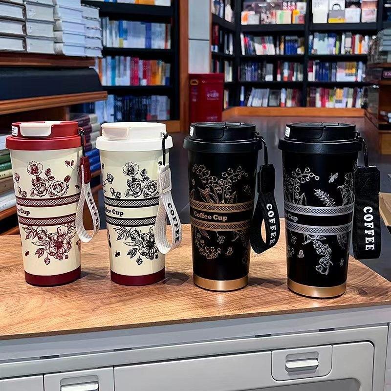 Stilvoller Thermobecher aus 316 Edelstahl mit Strohhalm - Anpassbares Logo-Geschenk