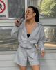 European and American fashion gray hooded sweatshirt set for women, 1116 autumn/winter sporty casual jacket and shorts, two-piece set for women