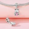 Anniversary Charms Copper Pink Cat Love Heart Beads Fit Original Bracelets Beads Charms Jewelry Making Fine Jewelry Gift