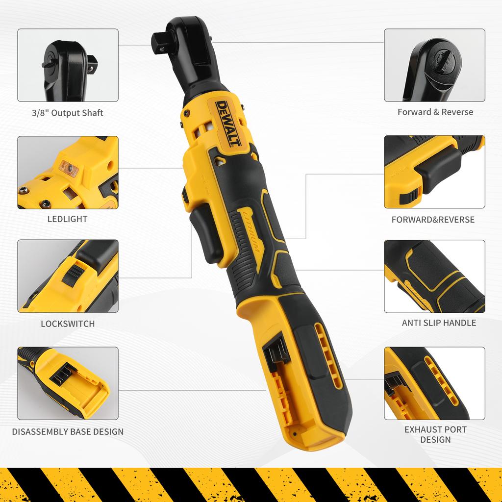 Clé à cliquet à angle droit Dewalt DCF513/DCF512 Tournevis sans fil LED Vitesse variable Clé d'impact Outils électriques