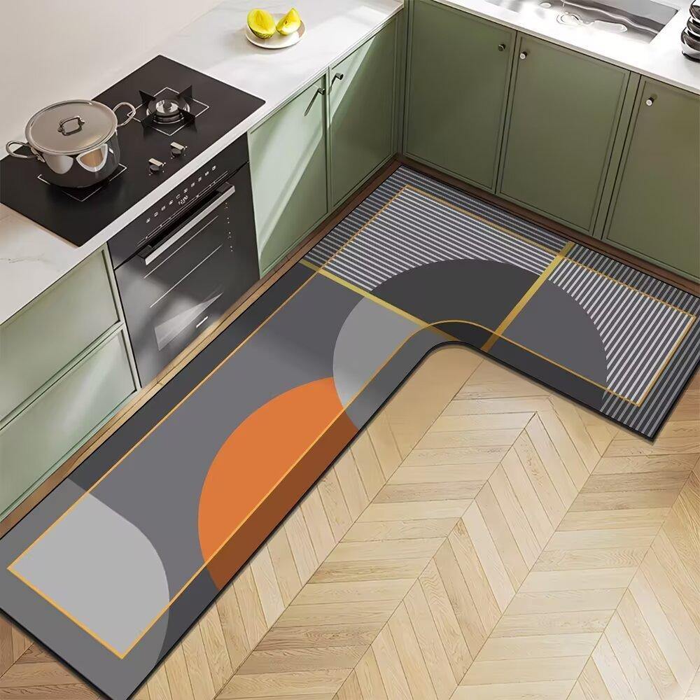 Nordic Light Luxury Diatom Mud Household L-shaped Kitchen Floor Mat Water Absorption  Anti-slip  Quick-drying and Easy-to-maintenance Floor Mat