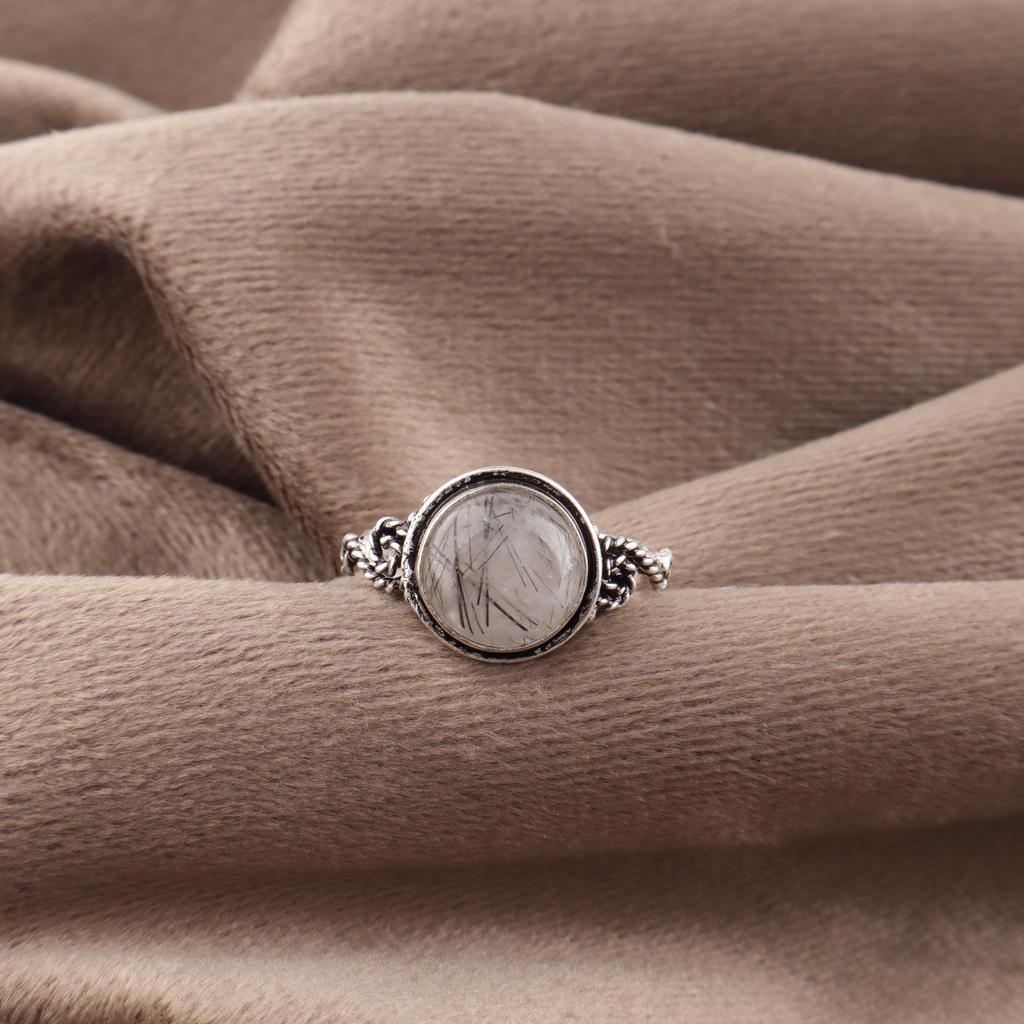 Black Rutile Gemstone Jewelry, 925 Solid Sterling Silver Ring, Beautiful Silver Ring, Handmade Jewelry For Wedding Gift