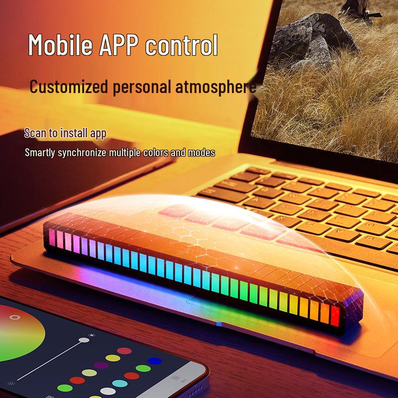 Voice-Controlled RGB Ambient Light: Sound-Activated Music Rhythm for Desktop or Car with APP Control, Esports Ornament
