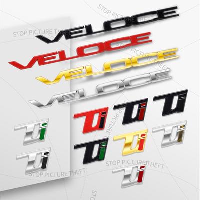 1 st 3D Metall VELOCE TI Logotyp Sidokaross Emblemdetalj Bil Bakre Bakre Stötfångare Bagagelucka Klistermärke För Giulietta Giulia Stelvio