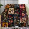 Coperta di Flanella, Coperta con Stampa a Quadri Floreali di Piante Verdi Vintage, Coperta Calda Accogliente Morbida per Divano Letto Divano Auto Campeggio Viaggio