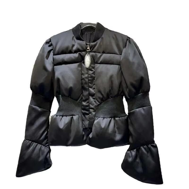 Winter Fashion Women's Thread Waist Design Warm Jacket Casual Solid Color Zipper Padded Coat