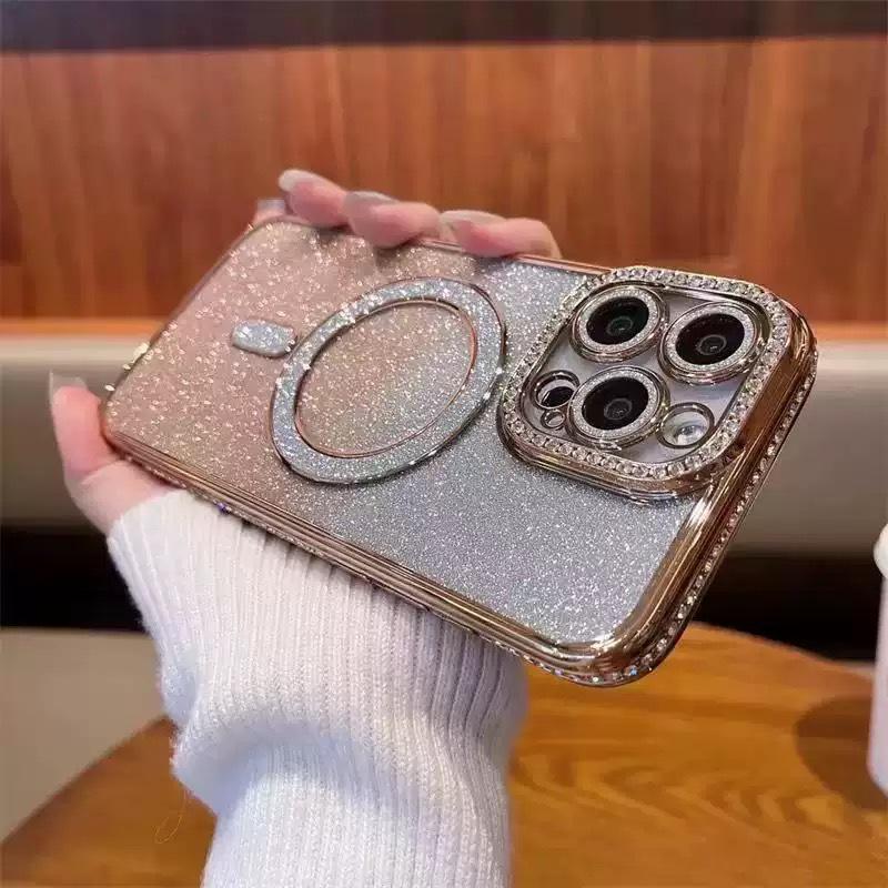 Glitter Magnetic Wireless Charging Case for Apple iPhone 17 Pro Max/16/15/14/13