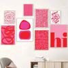 Abstract Pink Red Line Modern Set of 8 Poster Prints Hi Canvas Painting Trendy Wall Art Gallery Living Room Home Decor