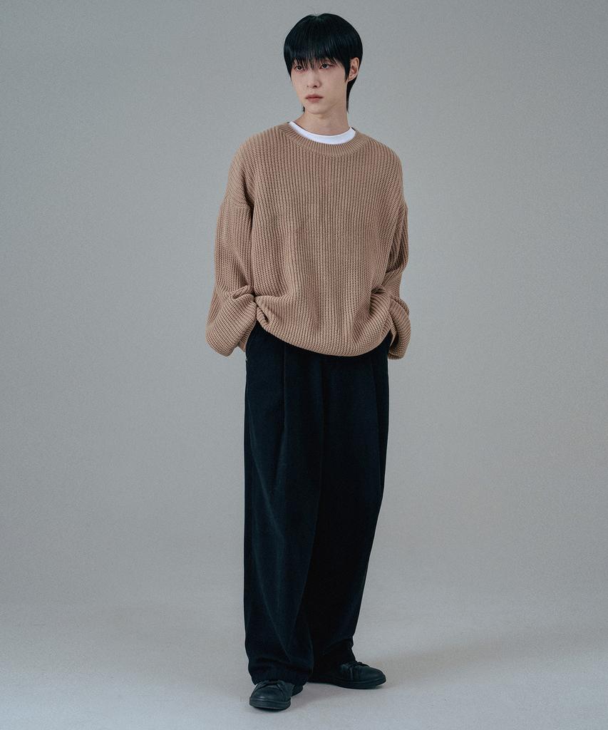 Mubeun Oversized Hazzi Round Knit Beige