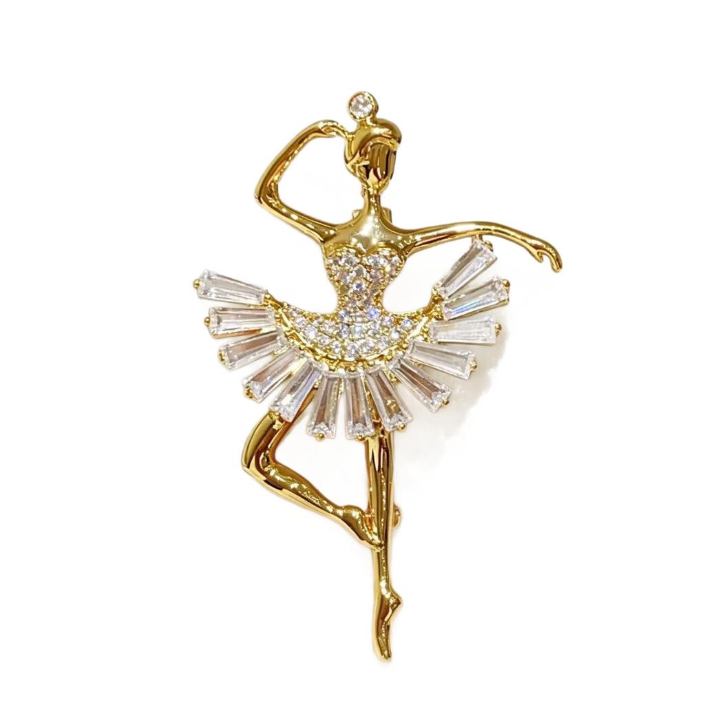 Dance Girls Ballet Dancing Brooches For Women Artistic Gymnastics Shining Crystal Brooch Pins Dress Coat Wedding Jewelry