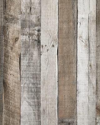 Papel Pintado de Madera Envejecida Papel Pintado Autoadhesivo Papel Pintado de Madera Vintage Faux Listón Removible Decorativo para el Hogar