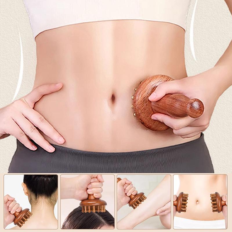 Multi-Functional Wood Therapy Massage Comb Scalp Head Massager Natural Wood Circular Tooth Guasha Scraping Body Massager