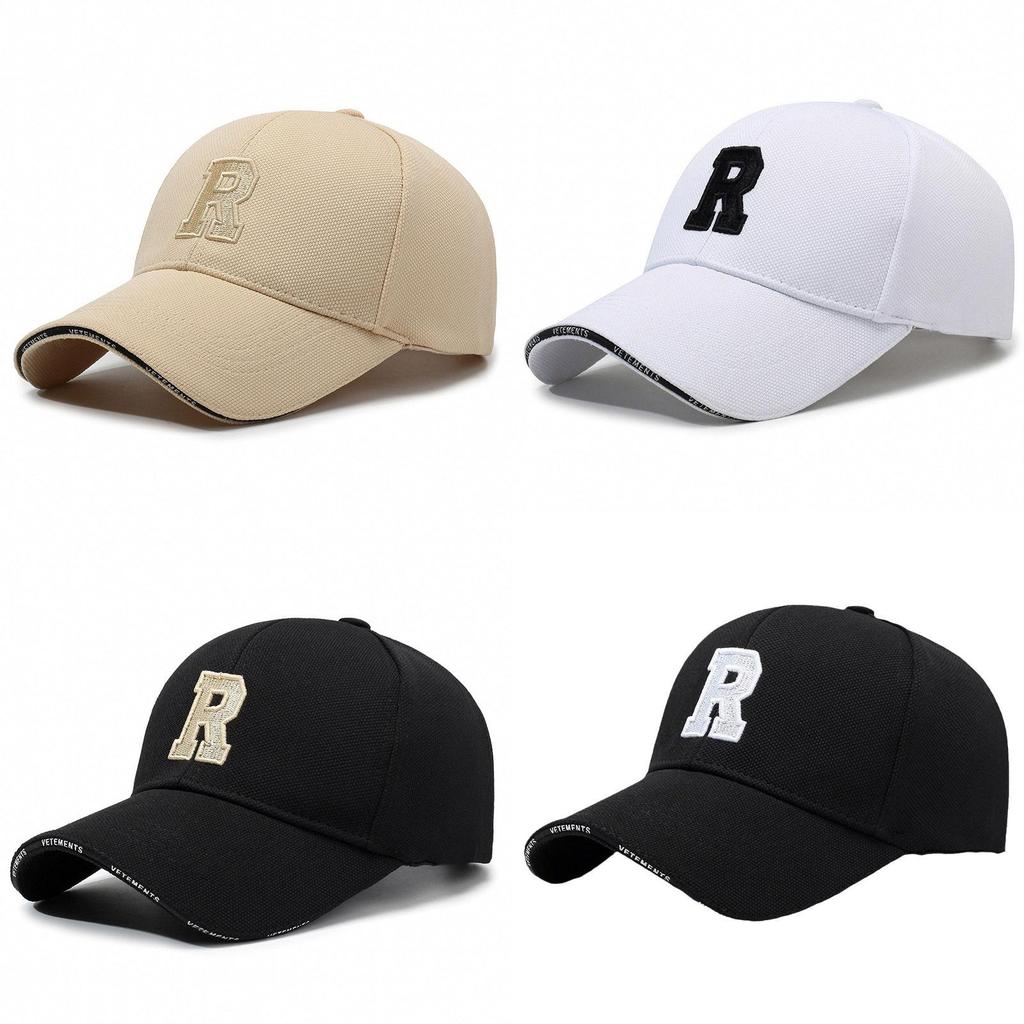 Embroidered R Letter Baseball Cap Adjustable Sun Protection Outdoor Hat Sports