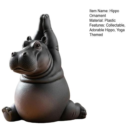 Yoga Master Hippo Figurine Handcrafted Clumsy Yoga Hippopotamus Ornament Zen Meditation Hippo Statue for Home Office Decor Yoga Lovers Gift