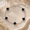 Silver Bracelet 925 Silver Women' Clover Elegant Onyx Gift