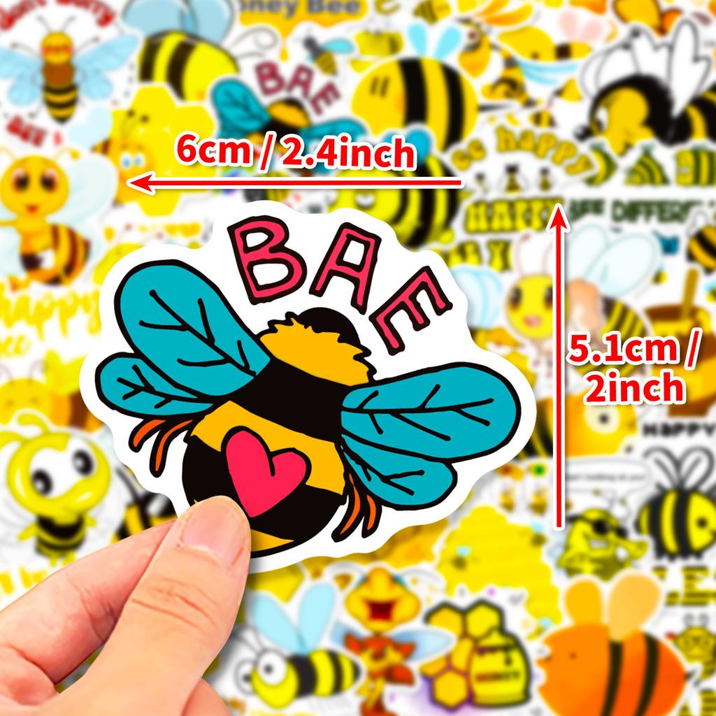 50 Pieces of Little Bee Stickers for Children Cartoon Animals Little Bee Kindergarten Reward Small Stickers Suitcase Stickers