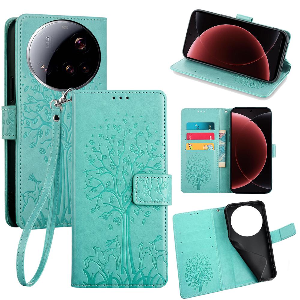 For Xiaomi 15 Ultra Case PU Leather Wallet Phone Cover Tree Deer Imprinted
