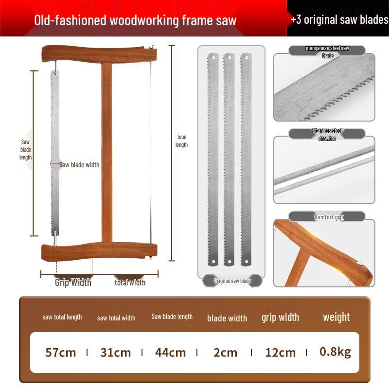 Bamboo Craftsman's Traditional Woodworking Tools Set: Fine-tooth Hand Saw & Sharp Frame Saw