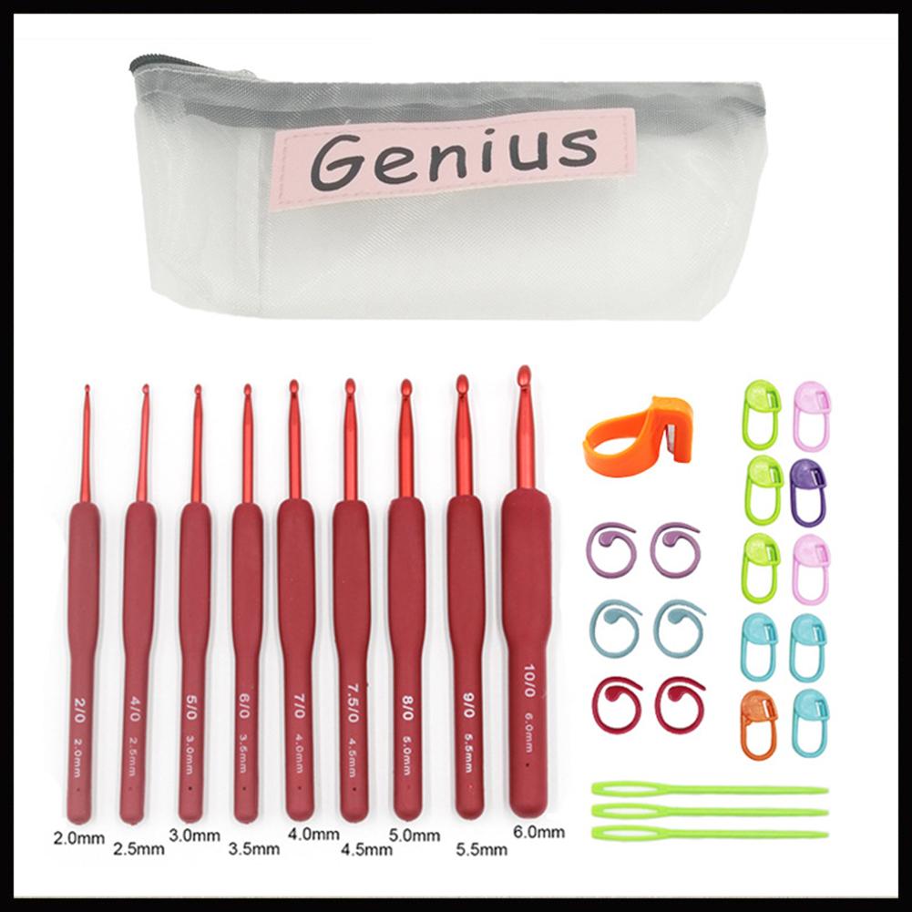 9pcs Ergonomic Handle Crochet Hooks Set Ergonomics Weave Knitting Needles Hooks For Sewing Crafts Stitching DIY 14cm