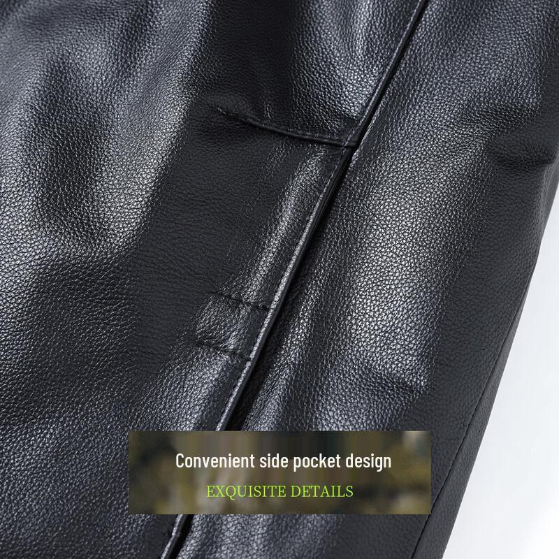 Futting Men's Genuine Leather Down Jacket with Mink Fur Collar