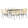 VidaXL Ensemble à manger jardin coussins 7pcs marron poly rotin verre 3334510