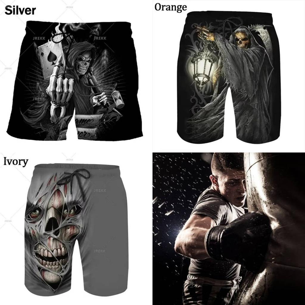 Skull Ghost Skeleton Horror Dark Boxing Shorts Pants 3D Print Training Unisex Men Women Quick Dry Fitness Gym Sport Workout Casual Streetwear