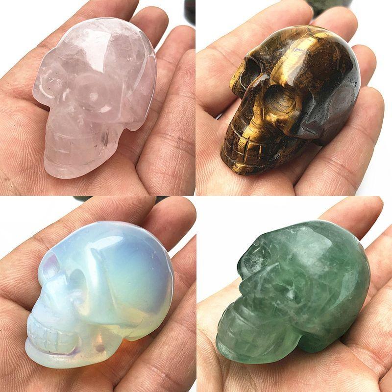 Naturalny Kwarc 5cm Kryształowa Czaszka Rzeźbiona Czaszka Reiki Uzdrowienie Dekoracja Rzeźba