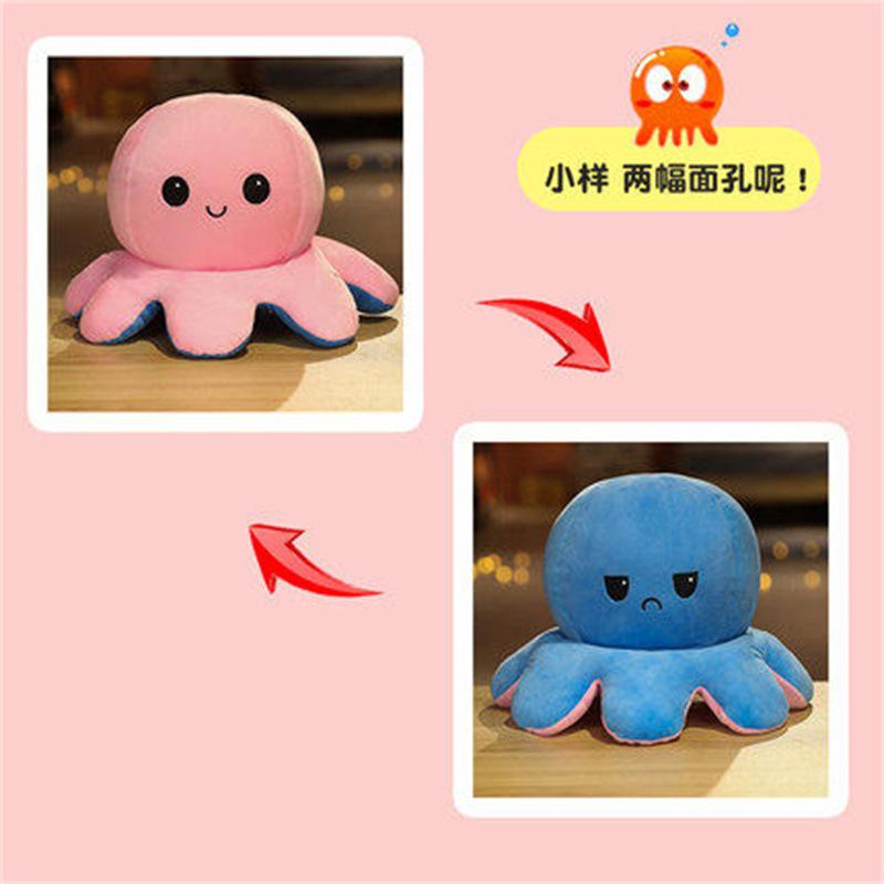 Flip Over Octopus Puppe Stimmung Doppelseitige Flip Mood Gesichtswechsel Kleine Oktopus Puppe Wütendes Plüschtier Kann umgedreht werden