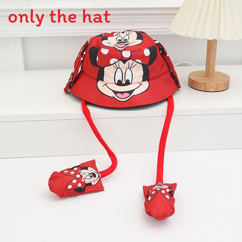 Cartoon Fisherman Hat For Kids With 3d Ears And Stitch Spider Man Print Design Summer Sun Protection Cotton Polyester