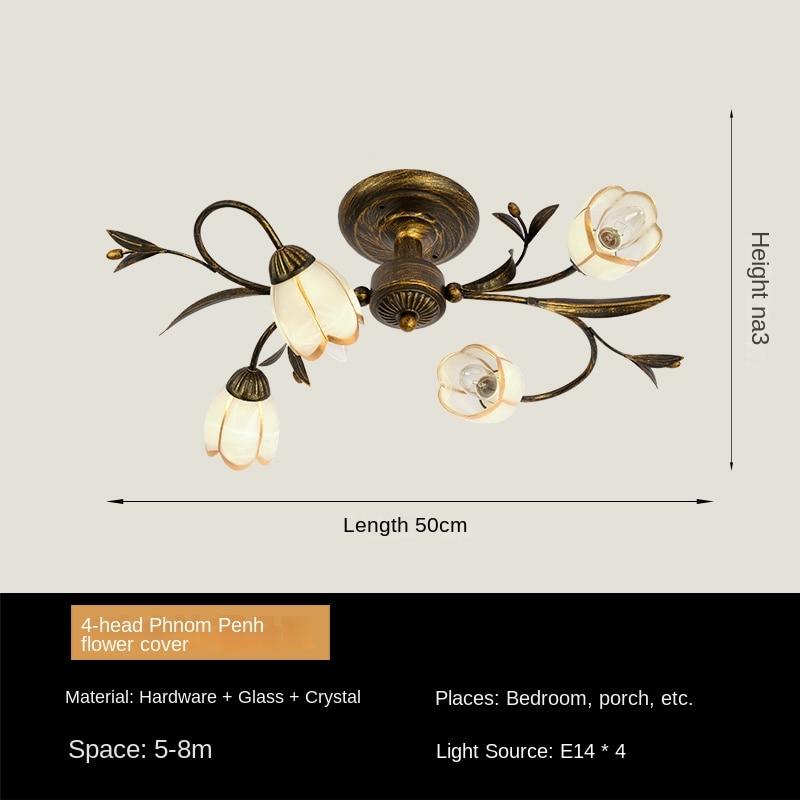 

Потолочный светильник в деревенском стиле с железным цветком и травой для гостиной, спальни, столовой, светильника 4 Head Lamps